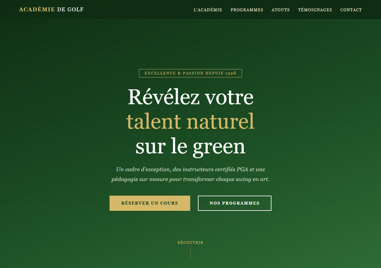 Template — Académie de golf