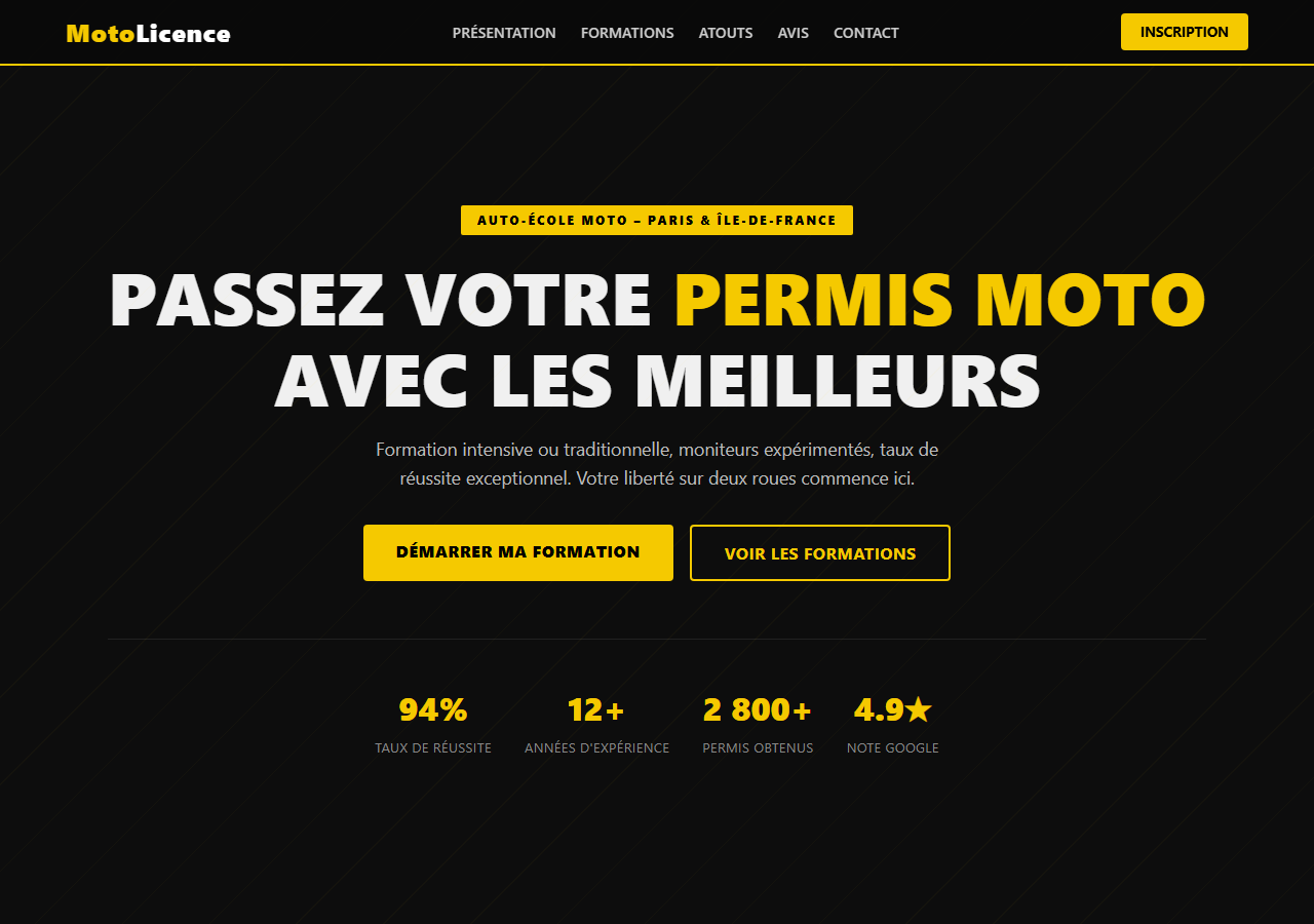 Template — Auto-école moto
