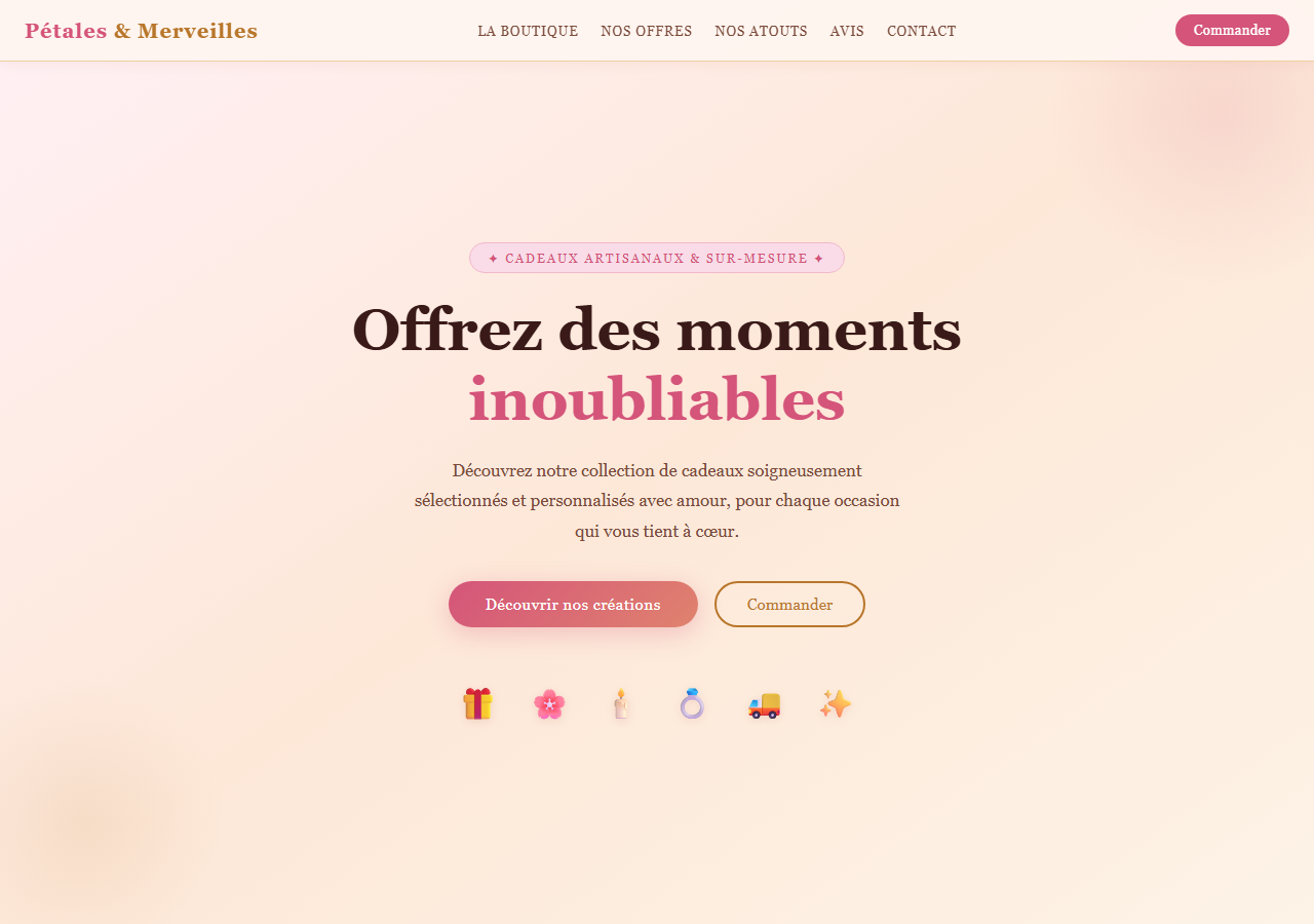 Template — Boutique de cadeaux