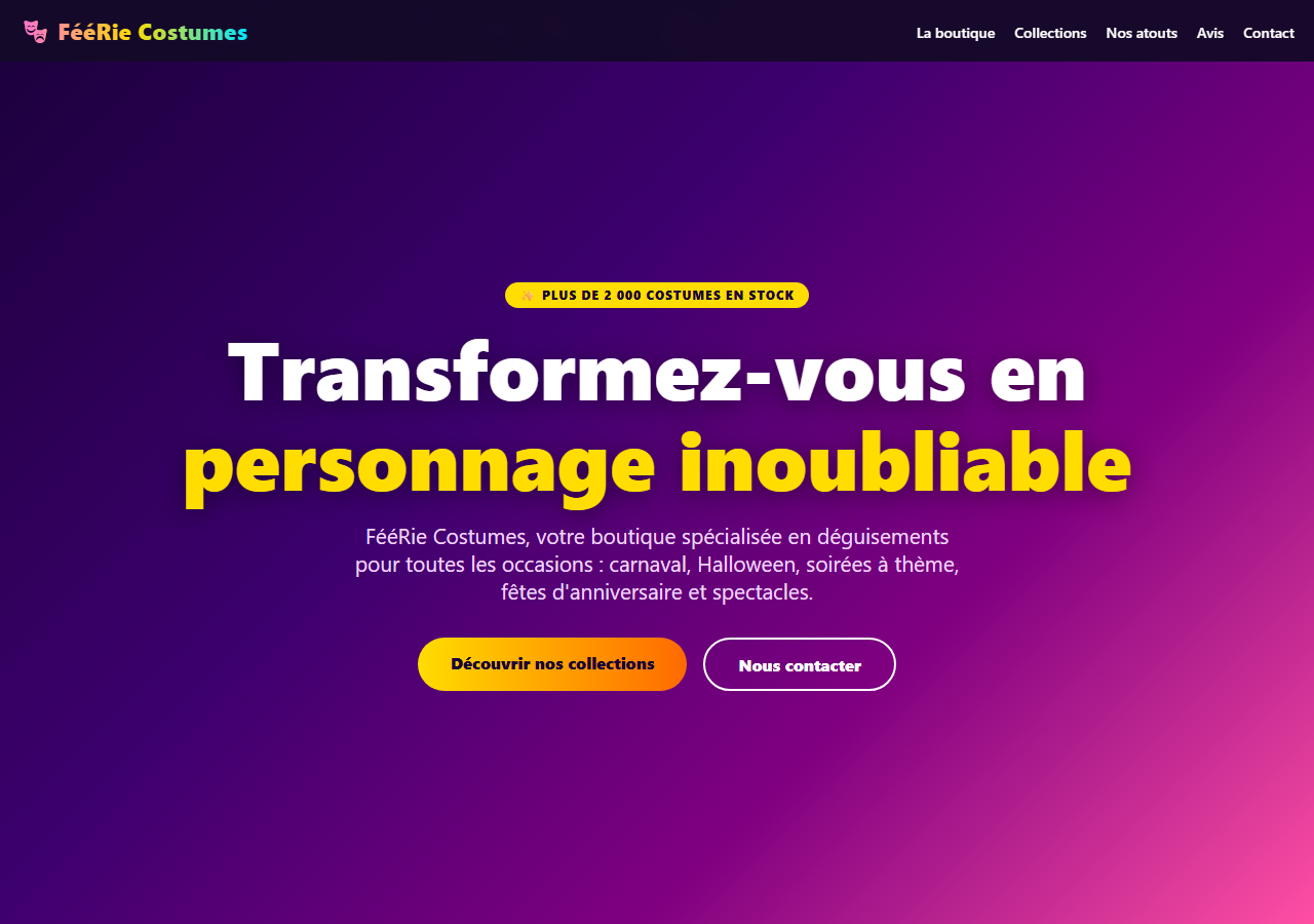 Template — Boutique de costumes & déguisements