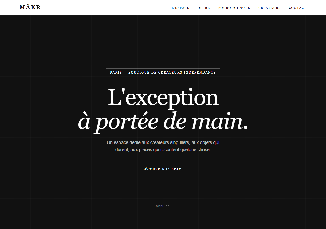 Template — Boutique de créateurs