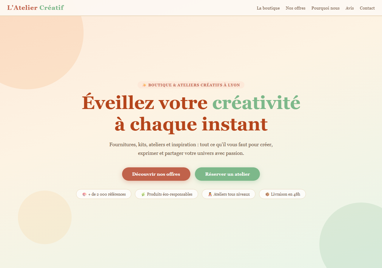 Template — Boutique de loisirs créatifs