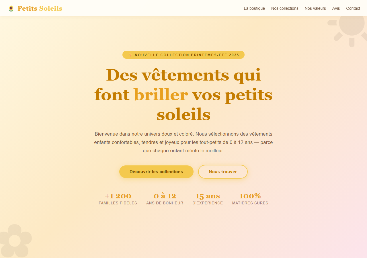 Template — Boutique de vêtements enfants