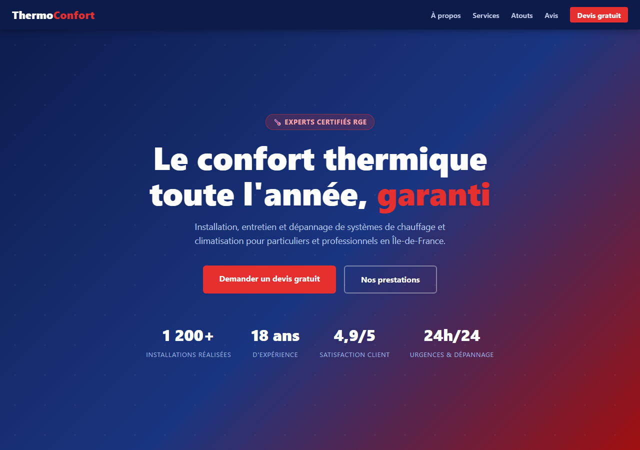 Template — Chauffage & climatisation