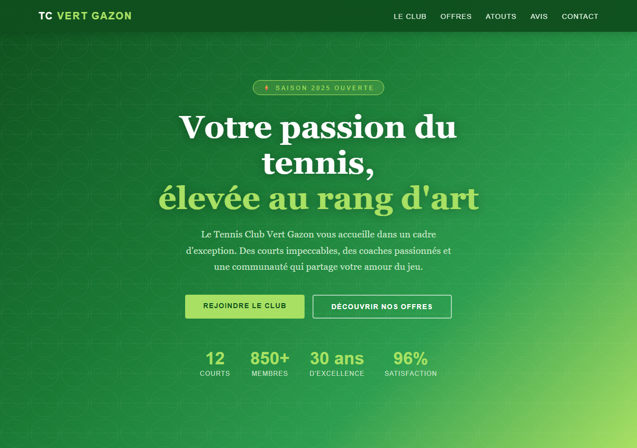 Template — Club de tennis
