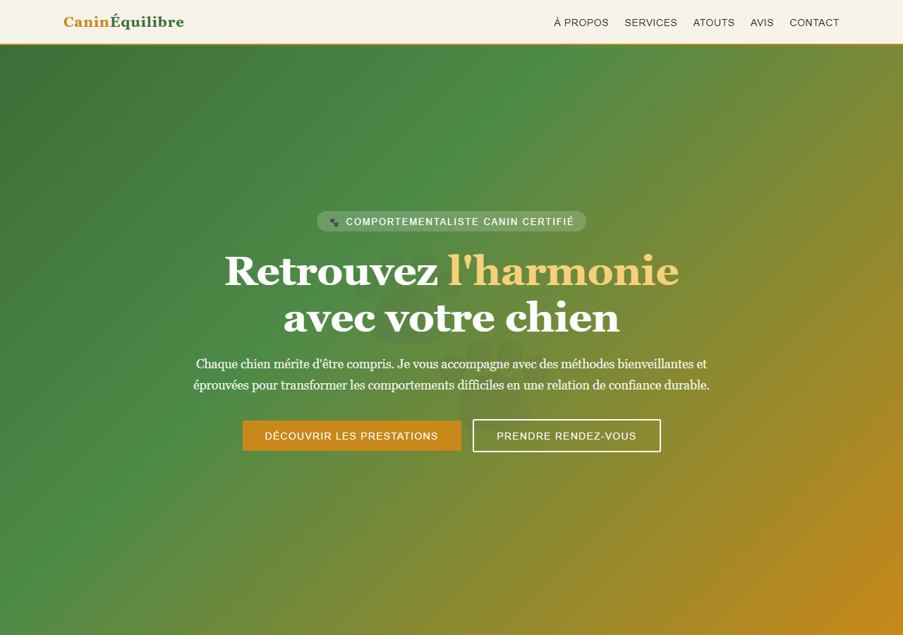 Template — Comportementaliste canin