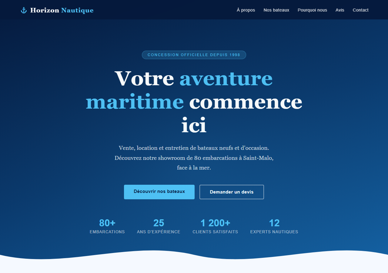 Template — Concession nautique & bateaux