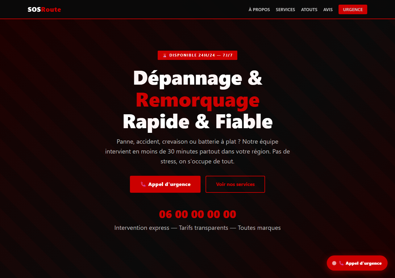 Template — Dépannage & remorquage