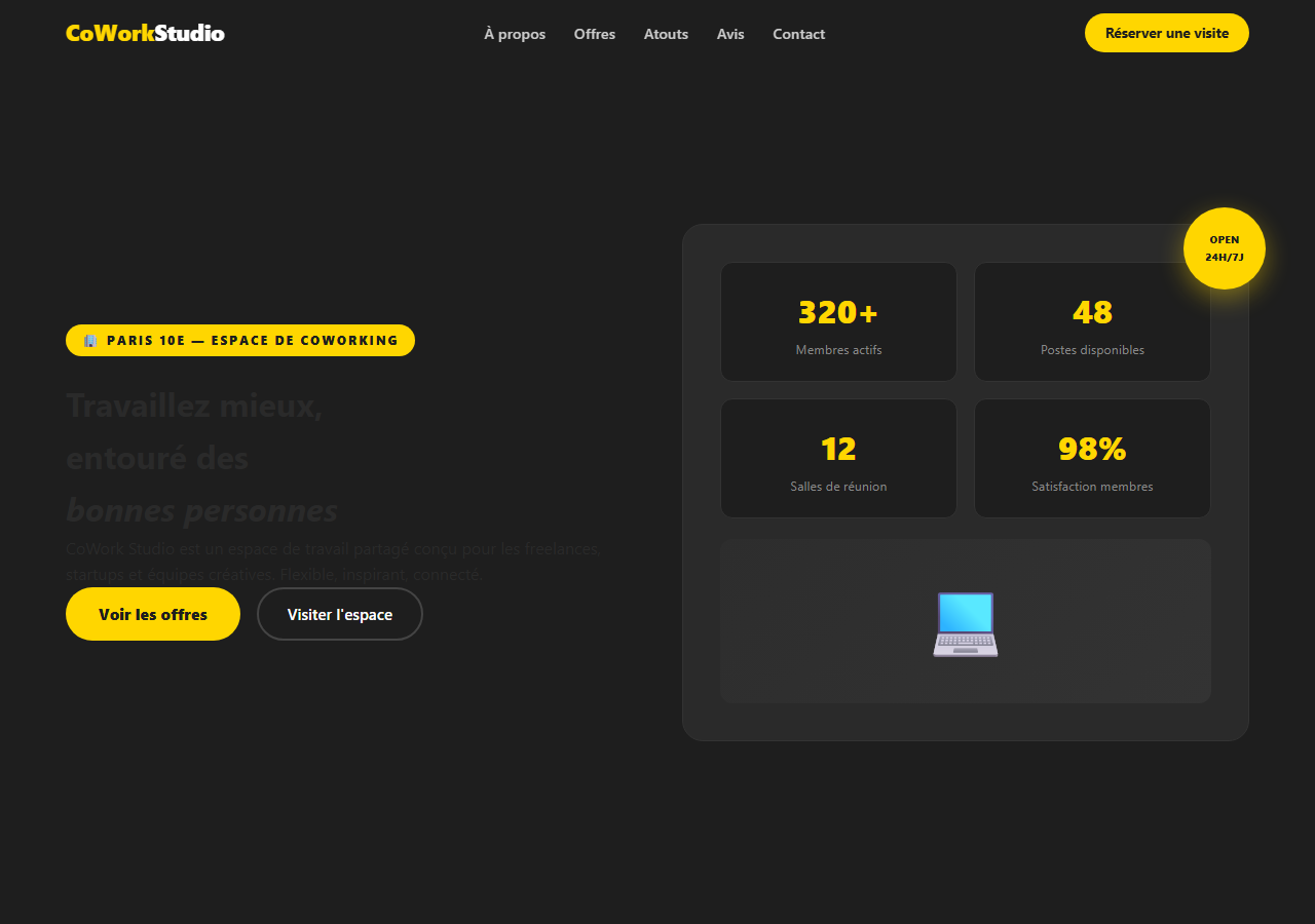 Template — Espace de coworking