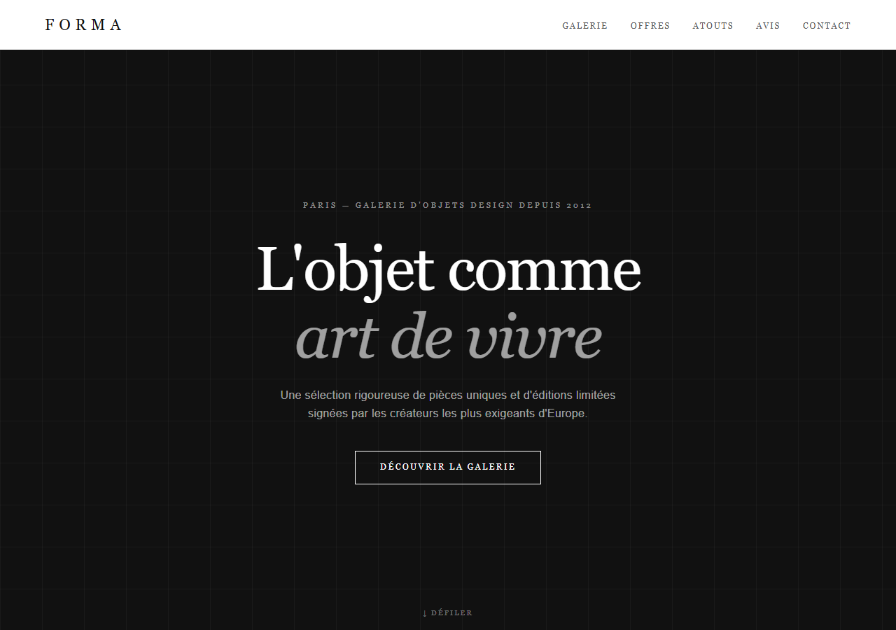 Template — Galerie d'objets design