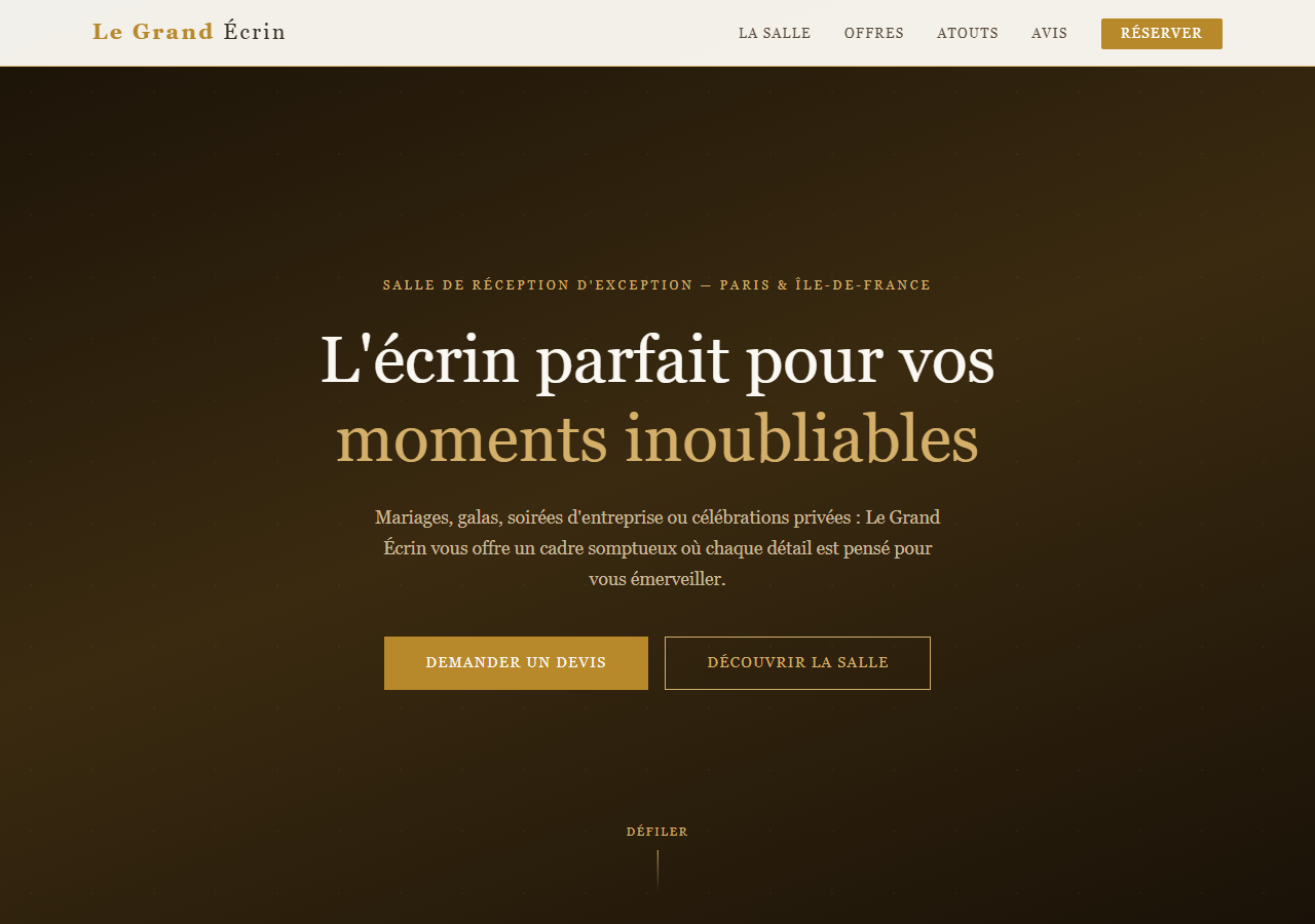 Template — Location de salle de réception