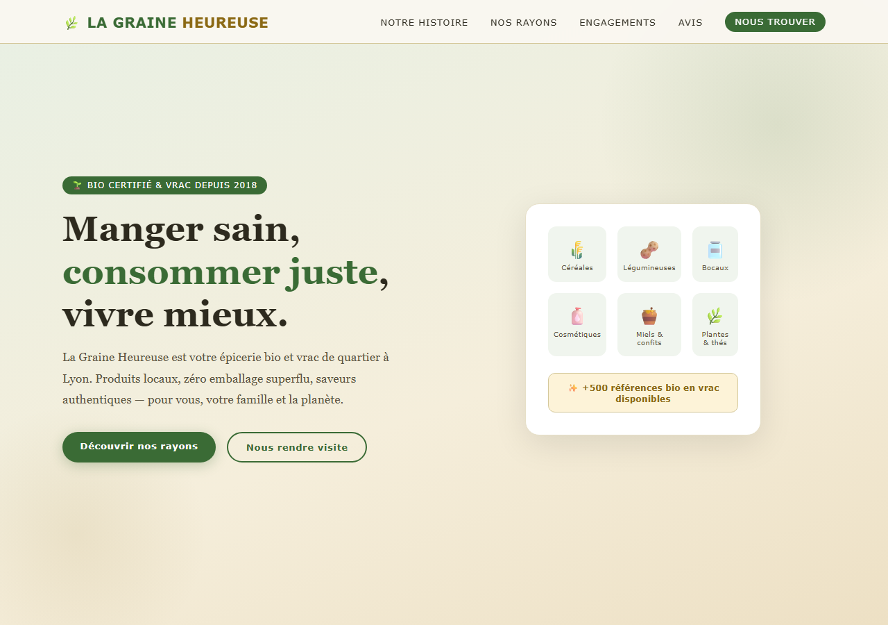 Template — Magasin bio & vrac