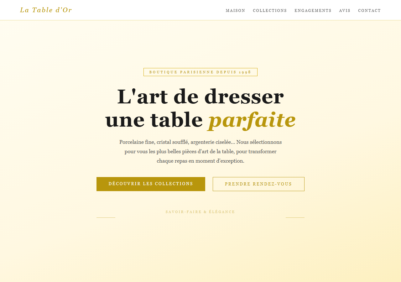Template — Magasin d'art de la table