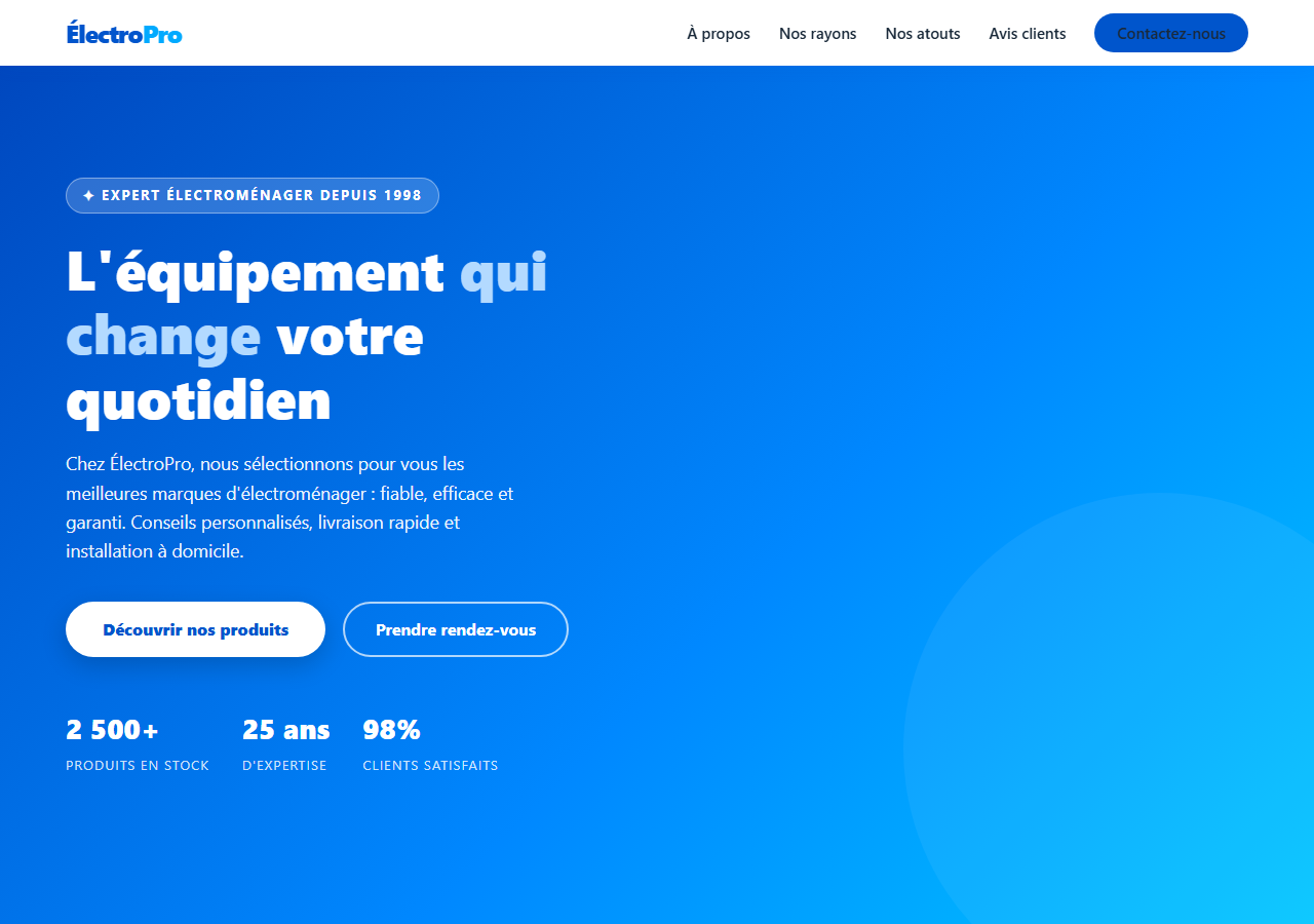 Template — Magasin d'électroménager