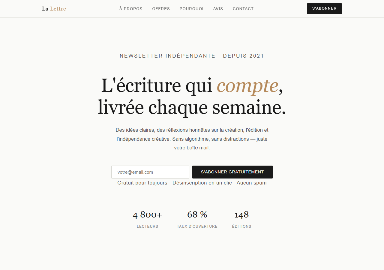 Template — Newsletter / créateur