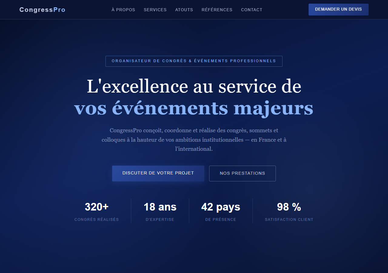 Template — Organisation de congrès