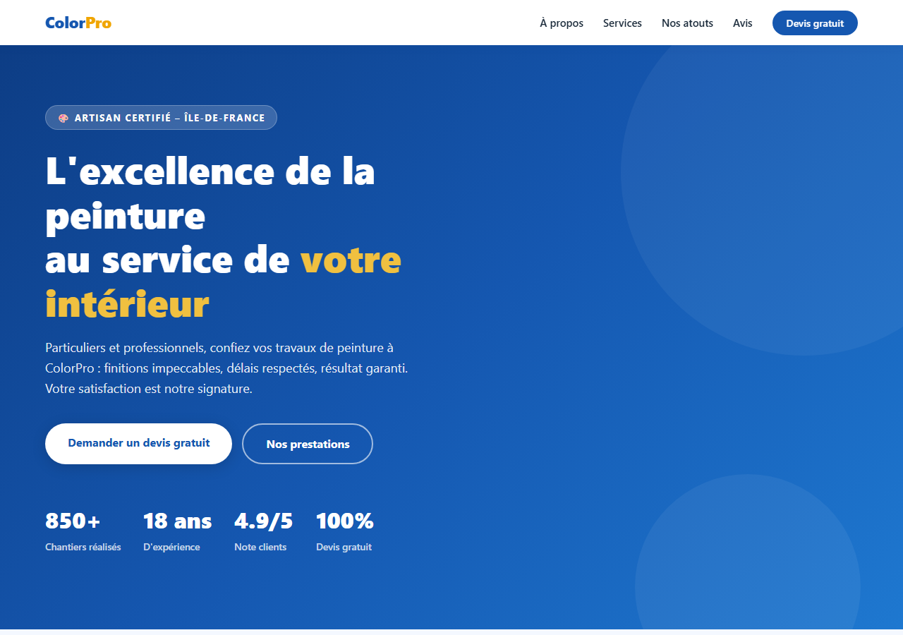 Template — Peintre en bâtiment