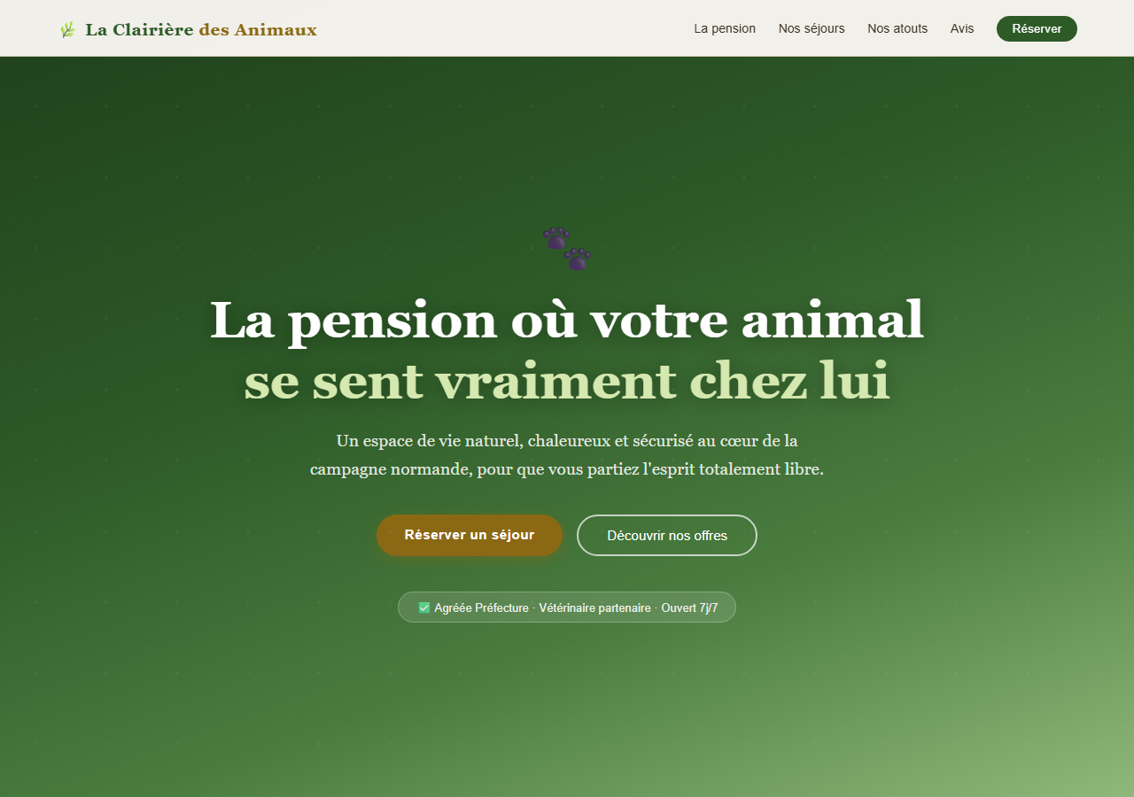 Template — Pension pour animaux