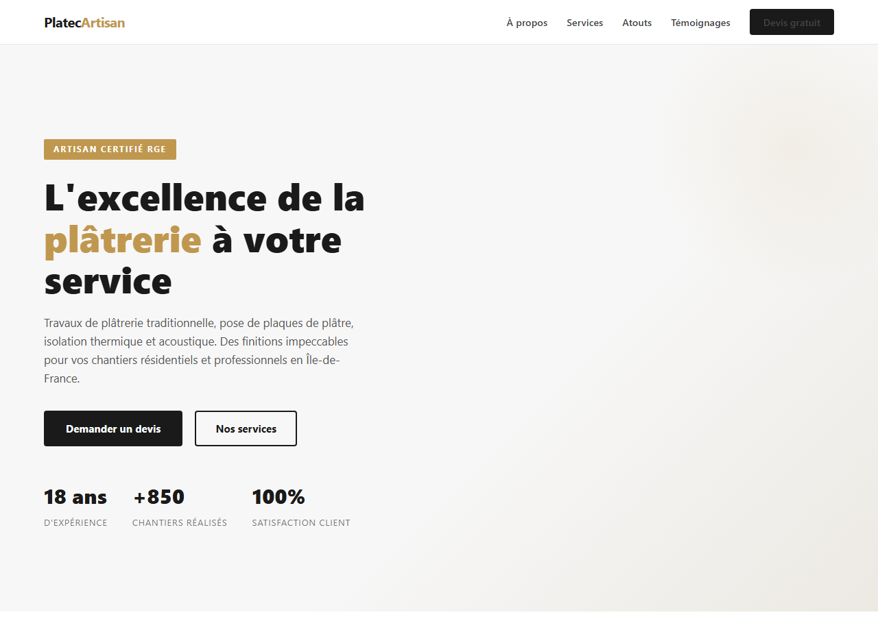 Template — Plâtrerie & placo