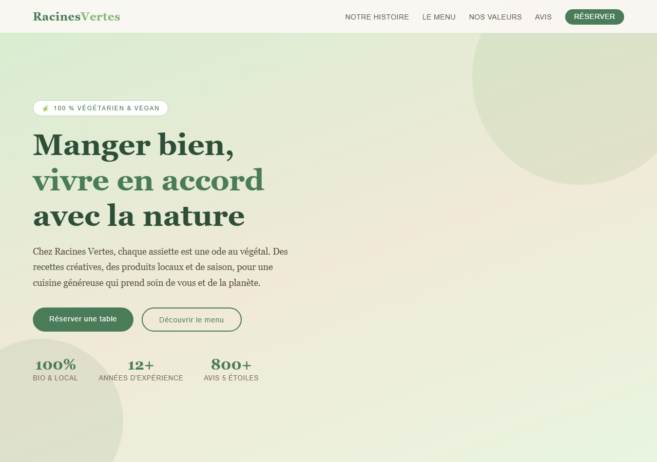 Template — Restaurant végétarien & vegan