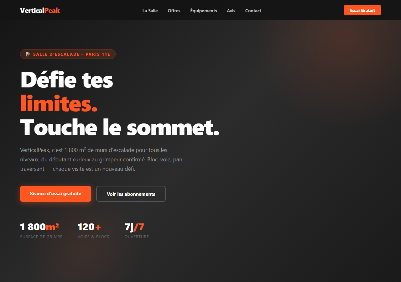 Template — Salle d'escalade