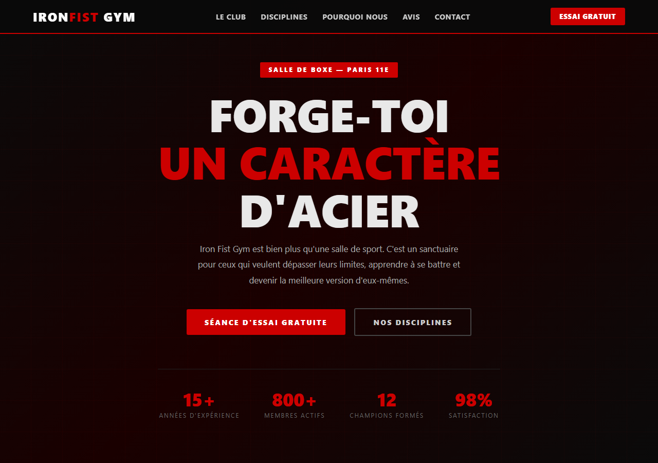 Template — Salle de boxe
