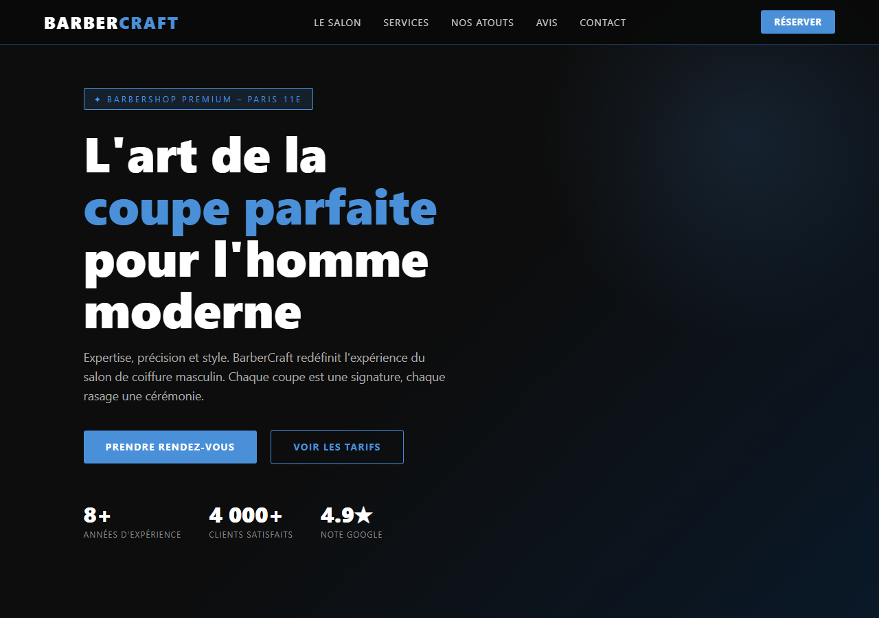 Template — Salon de coiffure homme