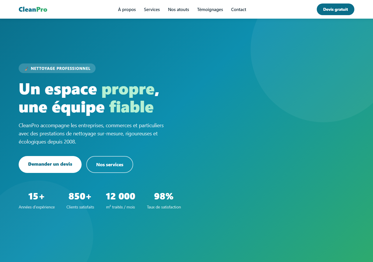 Template — Société de nettoyage
