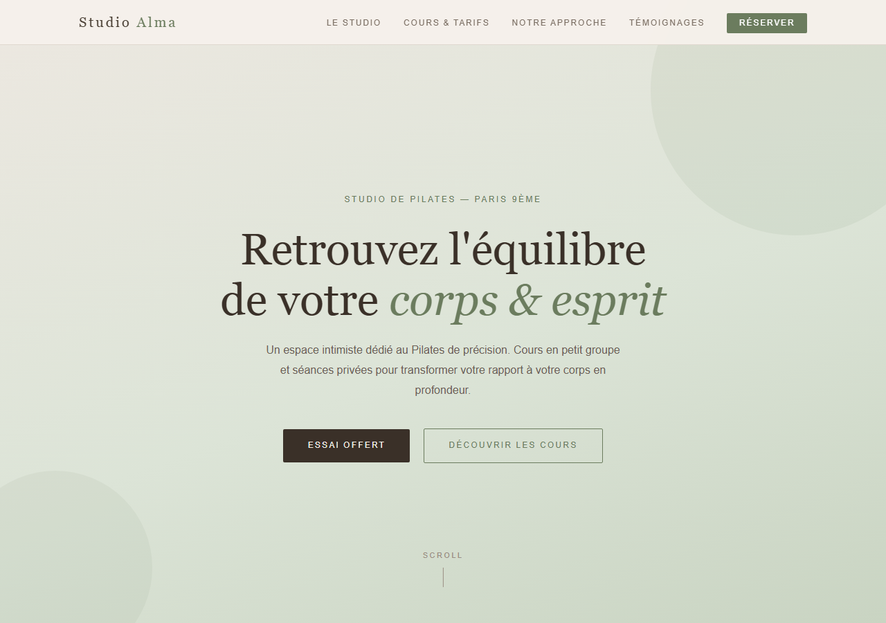 Template — Studio de Pilates