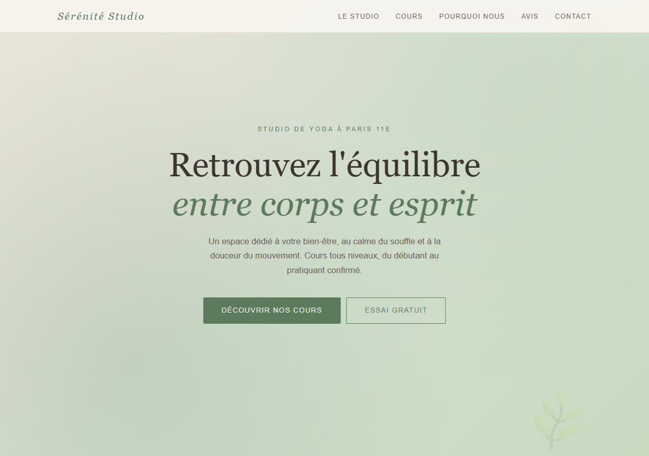 Template — Studio de yoga